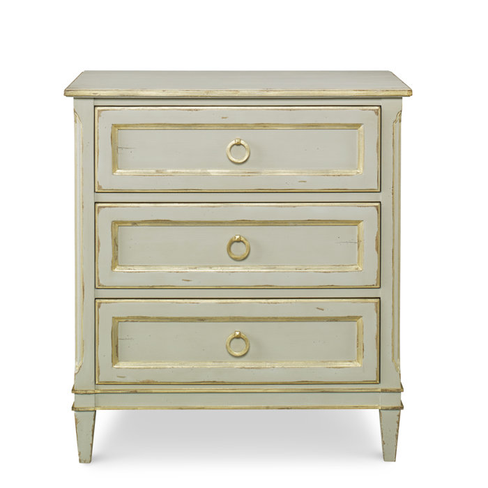 Century Madeline 3 Drawer Solid Wood Bachelor's Chest in Worn Light Gray Perigold